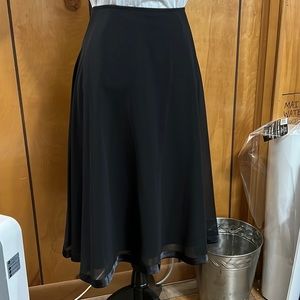 Black Dual Layered A-Line skirt w/Satin trim